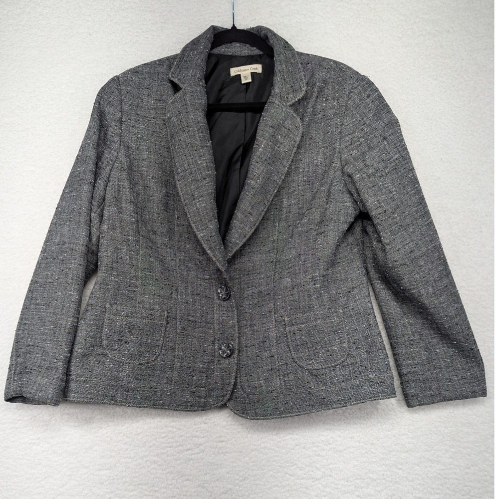 Coldwater Creek‎ Gray Tweed Blazer Womens 14 Two Button Pockets Business Casual